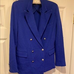 Elegant Blue Double-Breasted Women's Blazer
